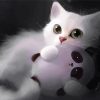 White Cute Large Fluffy Cartoon Cat Paint By Number