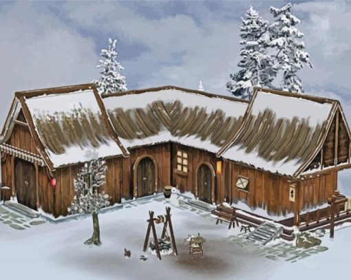 Wooden Snow Farmhouse Paint By Number