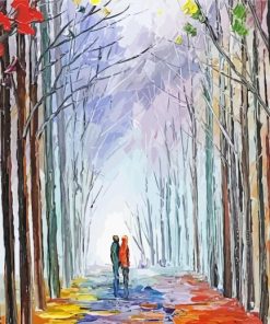 Abstract Lonely Couple Walk In The Rain Paint By Number