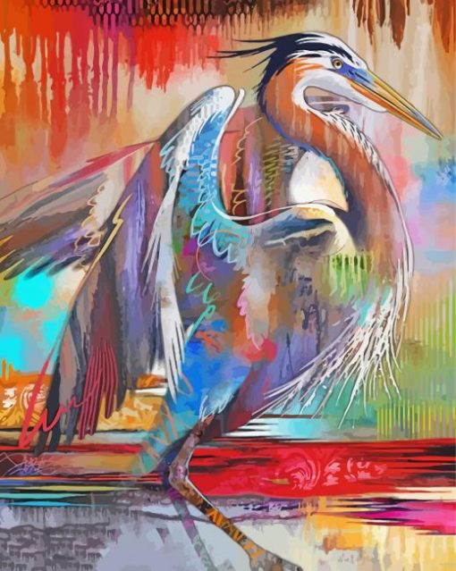 Abstract Heron Bird Animal Paint By Number