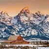 Barn Teton Snowy Mountains Paint By Number