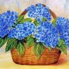 Basket With Blue Hydrangeas Paint By Number