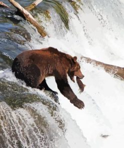 Bear Fishing In The River paint by number