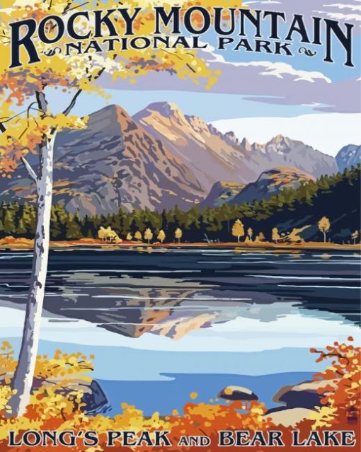 Bear Lake Rocky Mountain paint by number