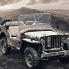 Black And White Old Jeep Paint By Number