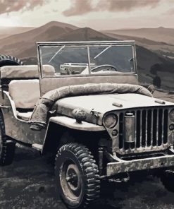 Black And White Old Jeep Paint By Number