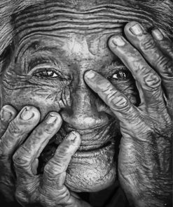 Black And White Old Lady Face Paint By Number