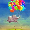 Flaying Elephant With Balloons paint by number