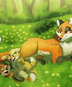 Fox Family In Forest Paint By Number