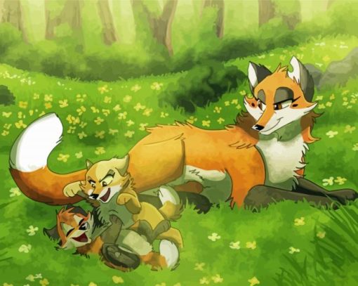 Fox Family In Forest Paint By Number