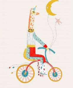 Giraffe On Bicycle Paint By Number