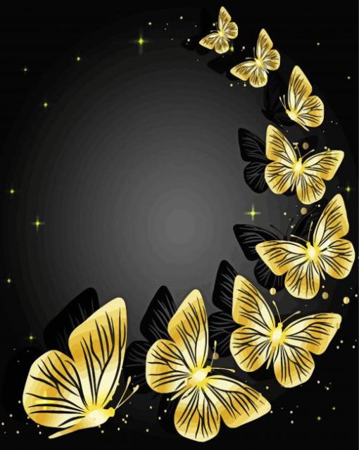 Gold Butterflies Paint By Number