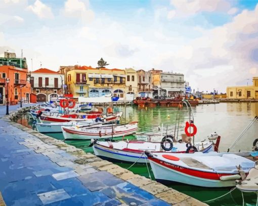 Greec Rethymno Harbour Paint By Number