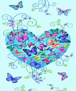 Heart Shape Butterflies Paint By Number