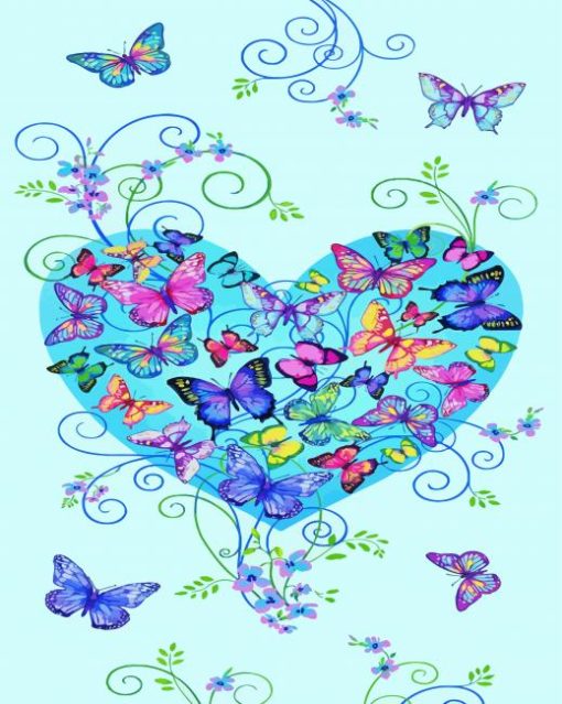 Heart Shape Butterflies Paint By Number