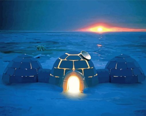 Igloo Sunset paint by numbers