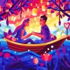 Illustration Romantic Date On Boat Paint By Number