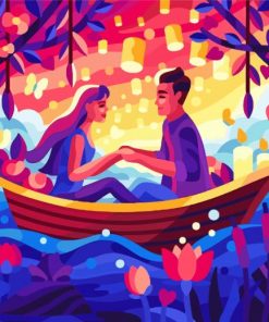 Illustration Romantic Date On Boat Paint By Number