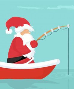 Illustration Santa Fishing Paint By Number