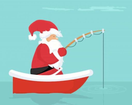 Illustration Santa Fishing Paint By Number