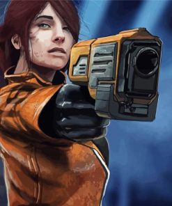 Lady With Gun Illustration Paint By Number