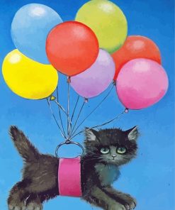 Little Cat And Balloons Paint By Number