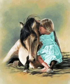 Little Girl And Horse Hugging Paint By Number