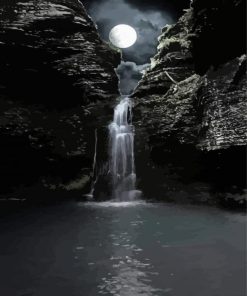 Moonlight Waterfall Paint By Number