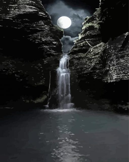 Moonlight Waterfall Paint By Number