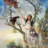 Native American Woman Dream Catcher Tree Paint By Number