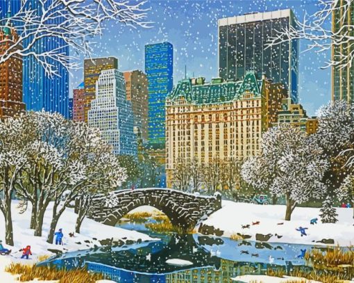 New York Central park in winter paint by numbers