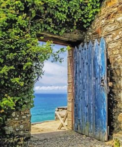 Old Blue Door To The Sea Paint By Number