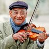 Old Smiling Violinist Man Paint By Number