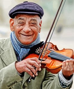 Old Smiling Violinist Man Paint By Number