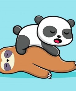 Sleepy Panda And Sloth Paint By Number