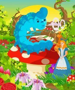 Smoking caterpillar Alice In Wonderland Cartoon Paint By Number