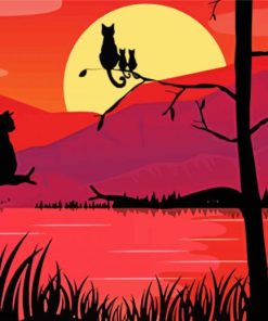 Sunset Cats Silhouette Paint By Number