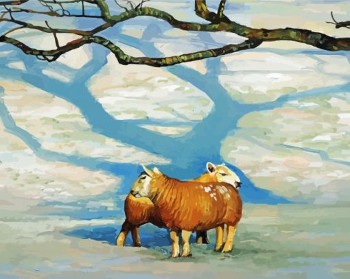 Two Sheep In Snow Paint By Number