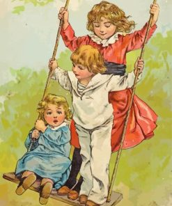 Vintage Children On Swing Paint By Number