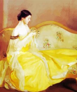 Vintage Woman In Yellow Dress Paint By Number