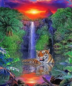 Waterfall Tiger Paint By Number