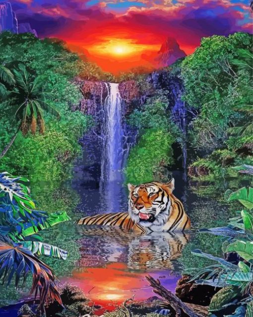 Waterfall Tiger Paint By Number