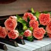 Aesthetic Piano With Pink Rose Flowers Paint By Number