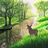 Animal Deer By The River Art Paint By Number