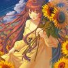 Anime Girl In Sunflower Field Paint By Number