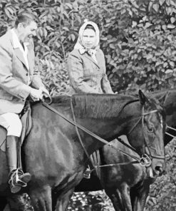 Black And White Queen Elizabeth Riding Burmese Paint By Number