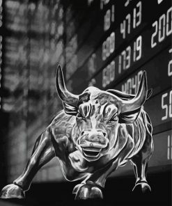 Black And White Wall Street Bull Art Paint By Number