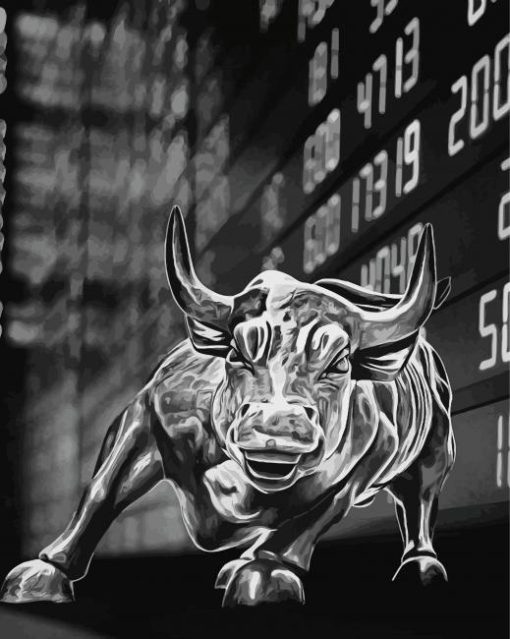 Black And White Wall Street Bull Art Paint By Number