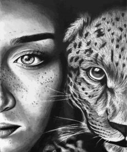 Black And White Woman With Leopard Art Paint By Number