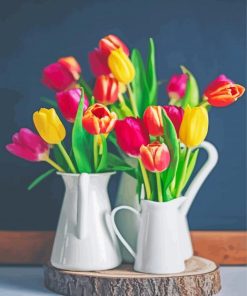 Colorful Tulip Flower Vase Paint By Number